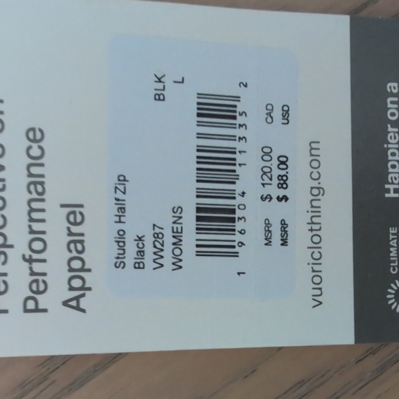 Vuori Black Studio Half Zip size L - Picture 2 of 5